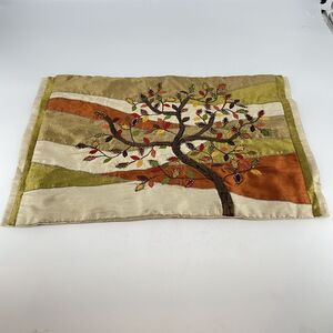 Pier 1 Tree of Life Beaded Embroidered Pillow Cover 19x12 Fall Autumn